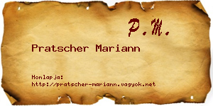 Pratscher Mariann névjegykártya